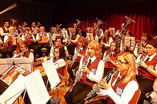 Der Musikverein Harmonie unterhielt die Gäste in der Dietfurthalle mit flotten Klängen.<BU>Der Musikverein Harmonie unterhielt die Gäste in der Dietfurthalle mit flotten Klängen.</BU> [Heidrun Simoneit]