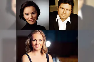 Maria Backhaus (Sopran), Clemens Morgenthaler (Bariton) und Hanna Bachmann (Klavier)
