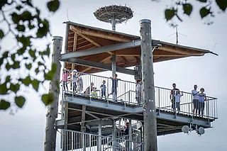 Weitblick: Der Aussichtsturm im Klimawandelgarten war stets gut frequentiert.19.09.2018, BZ - OET: Der Aussichtsturm im Klimawandelgarten war stets gut frequentiert. Verein/Ulrike Hiller [Bernhard Rein]